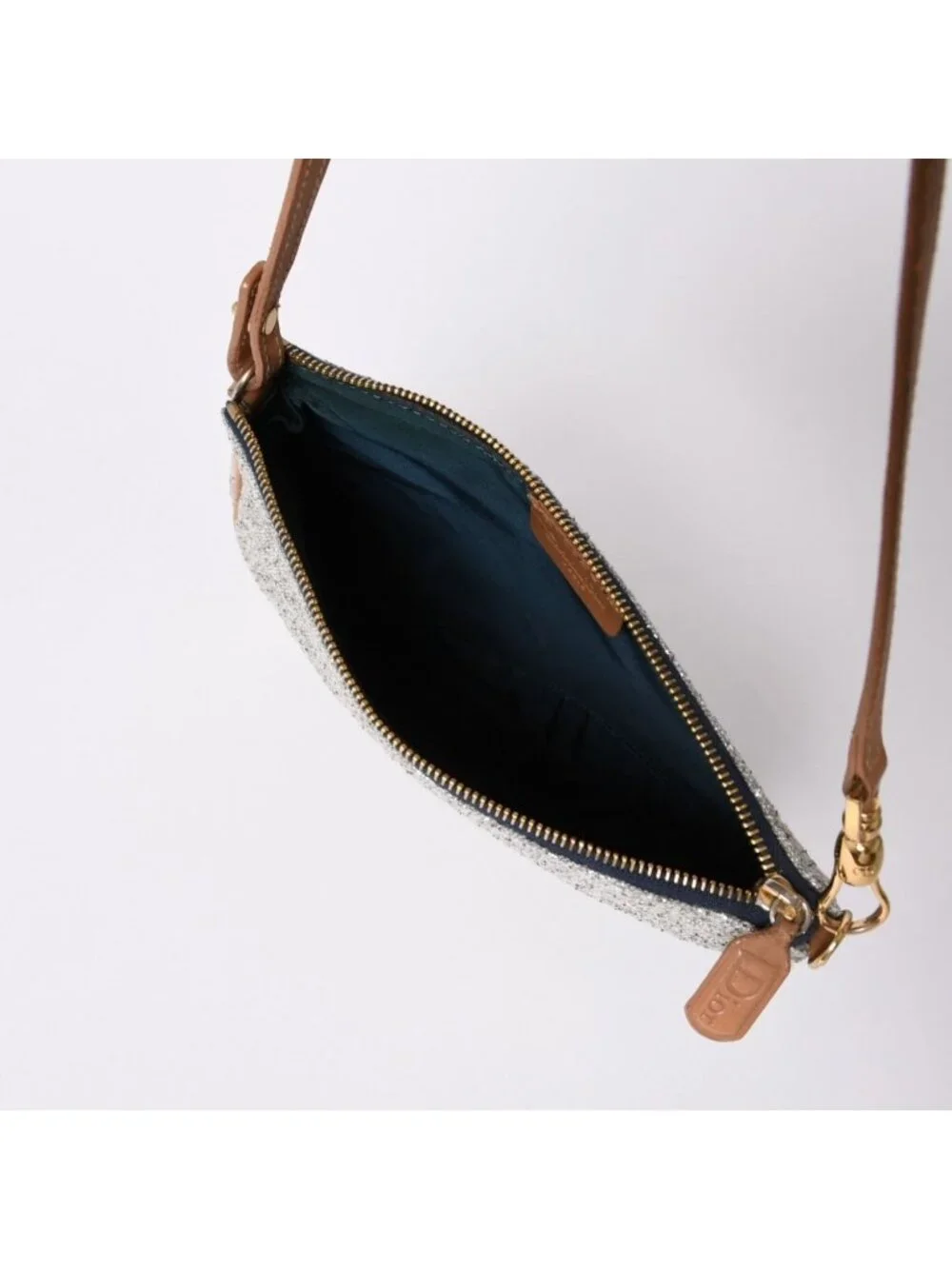 Dior Saddle Pouch Canvas Leather Silver Gold